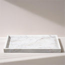  Color_White -- Barletta White Rectangular Marble Tray IMAGE 2