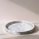  Color_White -- Barletta White Round Marble Tray IMAGE 2