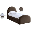  Color_Brown -- Andaz Brown Chenille Fabric Upholstered Twin Trundle Bed IMAGE 10