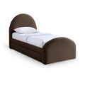  Color_Brown -- Andaz Brown Chenille Fabric Upholstered Twin Trundle Bed IMAGE 1