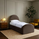  Color_Brown -- Andaz Brown Chenille Fabric Upholstered Twin Trundle Bed IMAGE 2