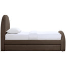  Color_Brown -- Andaz Brown Chenille Fabric Upholstered Twin Trundle Bed IMAGE 4