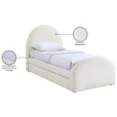  Color_Cream -- Andaz Cream Chenille Fabric Upholstered Twin Trundle Bed IMAGE 10