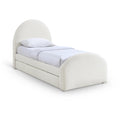  Color_Cream -- Andaz Cream Chenille Fabric Upholstered Twin Trundle Bed IMAGE 1