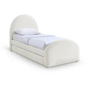  Color_Cream -- Andaz Cream Chenille Fabric Upholstered Twin Trundle Bed IMAGE 1