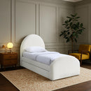  Color_Cream -- Andaz Cream Chenille Fabric Upholstered Twin Trundle Bed IMAGE 2