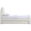  Color_Cream -- Andaz Cream Chenille Fabric Upholstered Twin Trundle Bed IMAGE 4