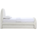  Meridian Andaz Cream Chenille Fabric Upholstered Twin Trundle Bed IMAGE 4