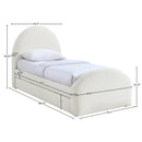  Color_Cream -- Andaz Cream Chenille Fabric Upholstered Twin Trundle Bed IMAGE 9