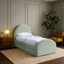  Color_Mint -- Andaz Mint Chenille Fabric Upholstered Twin Trundle Bed IMAGE 2