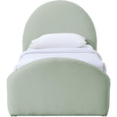  Meridian Andaz Mint Chenille Fabric Upholstered Twin Trundle Bed IMAGE 3