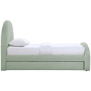  Color_Mint -- Andaz Mint Chenille Fabric Upholstered Twin Trundle Bed IMAGE 4