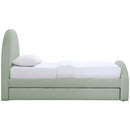  Meridian Andaz Mint Chenille Fabric Upholstered Twin Trundle Bed IMAGE 4