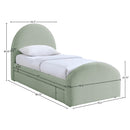  Meridian Andaz Mint Chenille Fabric Upholstered Twin Trundle Bed IMAGE 9