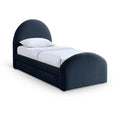  Color_Navy -- Andaz Navy Chenille Fabric Upholstered Twin Trundle Bed IMAGE 1