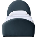  Meridian Andaz Navy Chenille Fabric Upholstered Twin Trundle Bed IMAGE 3