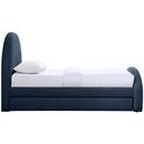  Color_Navy -- Andaz Navy Chenille Fabric Upholstered Twin Trundle Bed IMAGE 4
