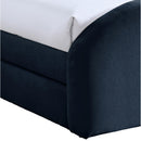  Meridian Andaz Navy Chenille Fabric Upholstered Twin Trundle Bed IMAGE 6