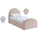  Color_Pink -- Andaz Pink Chenille Fabric Upholstered Twin Trundle Bed IMAGE 10