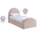  Meridian Andaz Pink Chenille Fabric Upholstered Twin Trundle Bed IMAGE 10