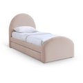  Color_Pink -- Andaz Pink Chenille Fabric Upholstered Twin Trundle Bed IMAGE 1