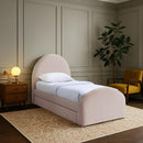  Color_Pink -- Andaz Pink Chenille Fabric Upholstered Twin Trundle Bed IMAGE 2