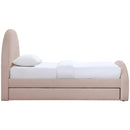 Color_Pink -- Andaz Pink Chenille Fabric Upholstered Twin Trundle Bed IMAGE 4
