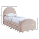  Color_Pink -- Andaz Pink Chenille Fabric Upholstered Twin Trundle Bed IMAGE 9