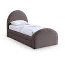  Meridian Andaz Purple Chenille Fabric Upholstered Twin Trundle Bed IMAGE 1