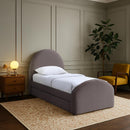  Color_Purple -- Andaz Purple Chenille Fabric Upholstered Twin Trundle Bed IMAGE 2