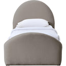  Meridian Andaz Taupe Chenille Fabric Upholstered Twin Bed IMAGE 3