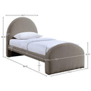  Meridian Andaz Taupe Chenille Fabric Upholstered Twin Bed IMAGE 9