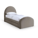  Color_Taupe -- Andaz Taupe Chenille Fabric Upholstered Twin Trundle Bed IMAGE 1