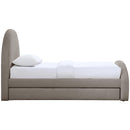  Color_Taupe -- Andaz Taupe Chenille Fabric Upholstered Twin Trundle Bed IMAGE 4