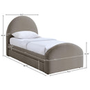  Meridian Andaz Taupe Chenille Fabric Upholstered Twin Trundle Bed IMAGE 9