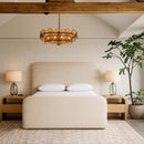  Meridian Fira Beige Linen Textured Fabric Upholstered Full Bed IMAGE 2