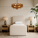  Color_Beige  Size_Twin  -- Fira Beige Linen Textured Fabric Upholstered Twin Bed IMAGE 2