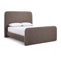  Color_Brown  Size_Full  -- Fira Brown Linen Textured Fabric Upholstered Full Bed IMAGE 1