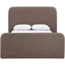  Meridian Fira Brown Linen Textured Fabric Upholstered Full Bed IMAGE 3