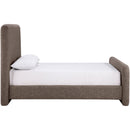  Meridian Fira Brown Linen Textured Fabric Upholstered Full Bed IMAGE 4