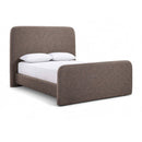  Meridian Fira Brown Linen Textured Fabric Upholstered Queen Bed IMAGE 1