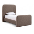  Color_Brown Size_Twin -- Fira Brown Linen Textured Fabric Upholstered Twin Bed IMAGE 1