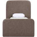  Meridian Fira Brown Linen Textured Fabric Upholstered Twin Bed IMAGE 3