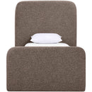  Color_Brown  Size_Twin  -- Fira Brown Linen Textured Fabric Upholstered Twin Bed IMAGE 3