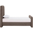  Color_Brown  Size_Twin  -- Fira Brown Linen Textured Fabric Upholstered Twin Bed IMAGE 4