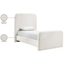  Meridian Fira Cream Linen Textured Fabric Upholstered Twin Bed IMAGE 12