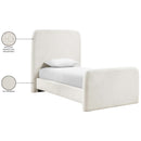  Color_Cream  Size_Twin  -- Fira Cream Linen Textured Fabric Upholstered Twin Bed IMAGE 12
