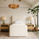  Color_Cream  Size_Twin  -- Fira Cream Linen Textured Fabric Upholstered Twin Bed IMAGE 2
