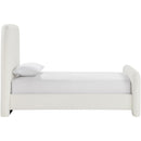  Color_Cream  Size_Twin  -- Fira Cream Linen Textured Fabric Upholstered Twin Bed IMAGE 4