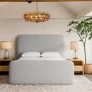  Meridian Fira Grey Linen Textured Fabric Upholstered Full Bed IMAGE 2